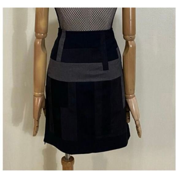 NWT DKNY Line Patchwork wool blend skirt size 14 - Picture 2 of 12
